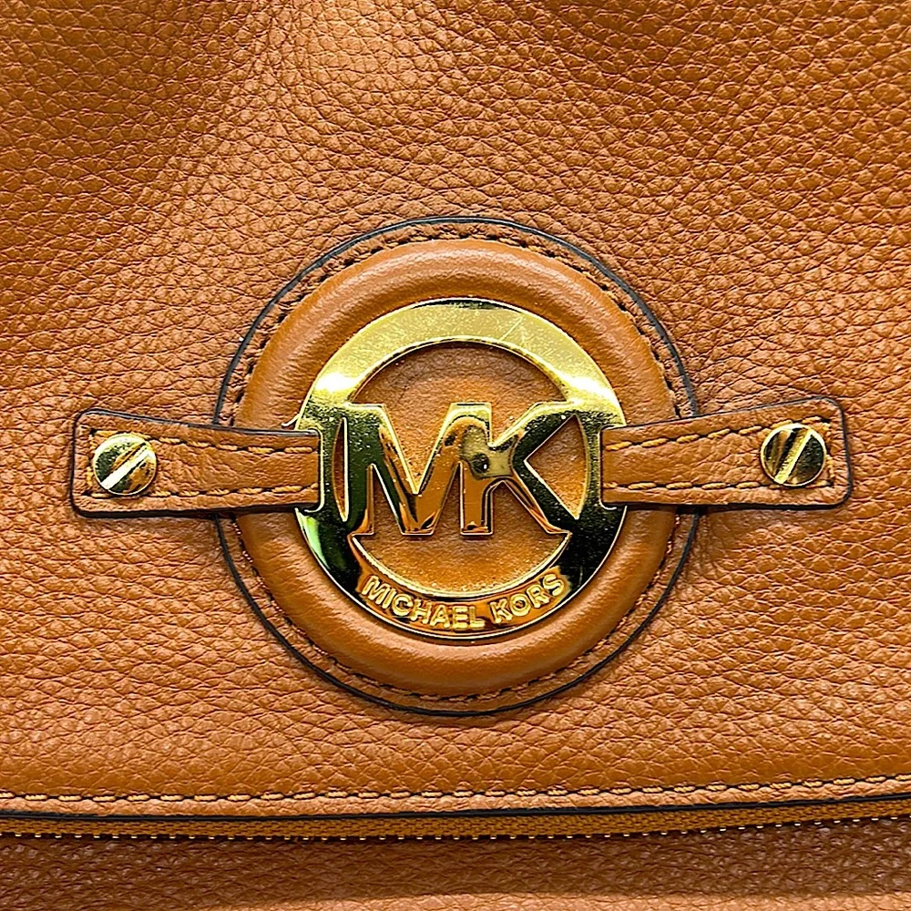 Michael Kors Authentic Rich Cognac Brown and Gold Satchel Purse Bag 👜👜 - Picture 3 of 8